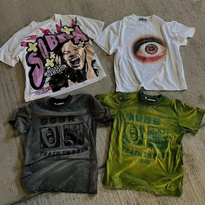 เสื้อยืดลายกราฟิก คอลเลคชั่นสตรีทแวร์ ทรงโอเวอร์ไซส์ พิมพ์ลาย ผ้าฝ้าย ลุควินเทจ ล้างทำสี เสื้อแฟชั่นลำลอง - Product Image 1