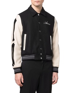 Veste de baseball de qualité supérieure en gros pour hommes, corps en laine, manches en cuir, manteau d'hiver, veste bomber - Product Image 1