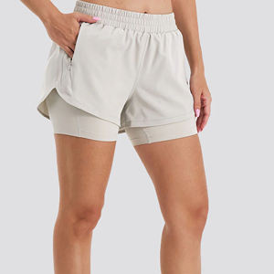 Hot New <b>Women's</b> High Waist <b>Bermuda</b> <b>Shorts</b> Double Layer Fitness & Yoga Workout Wear with Pockets for Running & Exercise - Product Image 3