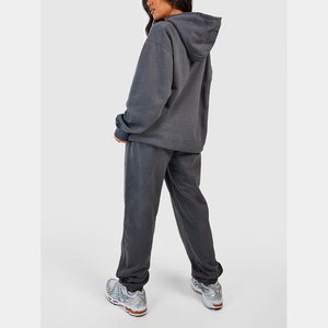 2024 nuevo invierno Casual ropa de calle para mujer conjunto de 2 piezas Sun Faded cordón gota hombro Sudadera con capucha transpirable pantalones de chándal impresos - Product Image 6