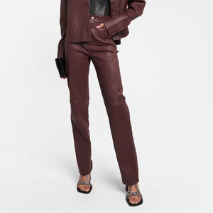 <b>Womens</b> Leather Pants With Wide 2026 new design <b>Womens</b> Straight Fit Leather Pant - Product Image 2