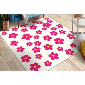 พรมดอกไม้สีชมพู, พรมพิมพ์ลาย, พรมพฤกษศาสตร์, พรมนุ่มและหนา, พรมเนื้อนุ่มแบบไม่ทอ - Product Image 4