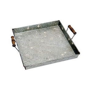 Design avantageux décoration d'hôtel vaisselle de table plateau galvanisé de haute qualité forme carrée avec poignées en bois à bon prix - Product Image 1