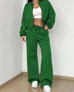 ชุดวอร์มผ้าฝ้ายออร์แกนิคสำหรับผู้หญิงชุดวอร์ม2ชิ้นระบายอากาศได้ดีมีซิปดีไซน์ใหม่ - Product Image 3