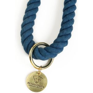 Durable Solid Blue Handmade Cotton Rope Dog Leash Cute and Durable for Medium and Large Dogs Customized Size - Product Image 3