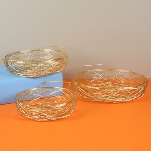 Kitchen Fruit Bowl <b>Wire</b> <b>Basket</b> Round Iron Storage Food Organizer Holder Metal <b>Wire</b> Fruit <b>Basket</b> - Product Image 5