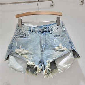 Summer New Fringe Denim <b>Shorts</b> Women's Loose Slimming Wide Leg Hot Pants Jeans <b>Shorts</b> For Women Made In Pakistan - Product Image 4