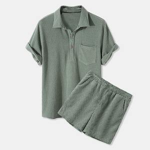 เสื้อผ้าผู้ชายชุด2ชิ้นกางเกงขาสั้นลำลองแขนสั้น2025ใหม่ล่าสุดฤดูร้อน - Product Image 1