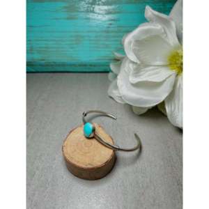 Navajo Handmade Kingman Turquoise & Sterling <b>Silver</b> Fashion <b>Cuff</b> <b>Bracelet</b> Kingman Turquoise & Sterling <b>Silver</b> - Product Image 3