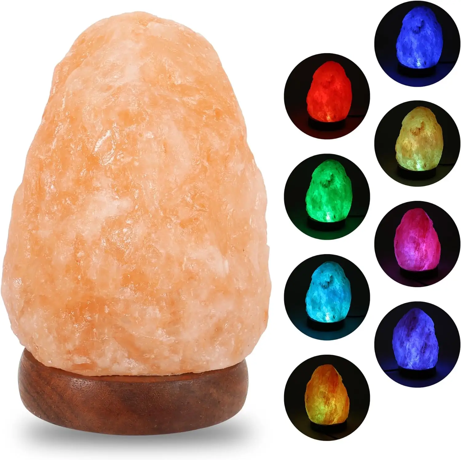Rock Salt USB Himalayan Salt Lamp with 7 Colors Changing Night Lamp Mini Crystal Salt Lamp for Home Decor & Gift- Natural Shaped