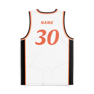 Maillot de basketball Healy Simple Solid White Orange pour homme, sans manches, col rond, imprimé par sublimation, respirant, vêtements de sport, chemises d'extérieur - Product Image 2