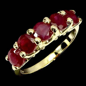 Anillo de Plata de Ley 925 de Calidad AAA+ con Rubí Redondo de 5 mm, Joyería con Piedra Preciosa Natural, Talla 7 Cus-Jew70 - Product Image 1