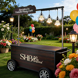 Chariot à café mobile pliable portable avec éclairage, stand d'exposition en bois personnalisable <span class=keywords><strong>pour</strong></span> mariages et événements, kiosque pop-up - Product Image 3