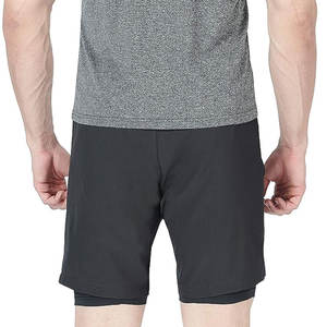 Ropa de hombre de alta calidad Pantalones cortos de doble capa en color sólido Pantalones cortos para correr de doble capa para hombre de mejor rendimiento - Product Image 6