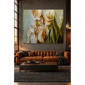 Impression sur toile Fida Cream and Gold Tulip Bouquet - Product Image 3