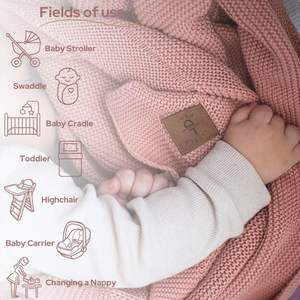 Couverture Bébé Alina - 80x100cm (100% Coton Organique-380gr) Rose - Product Image 2