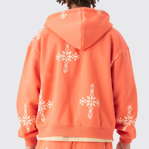 Ensembles courts de sweat à capuche zippé avec logo personnalisé de haute qualité 100% coton coupe carrée recadrée hommes taille XXL tissu polaire plus respirant - Product Image 4