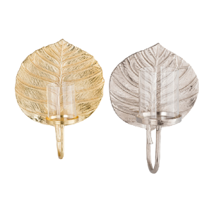 Bougeoir de table plaqué or en métal de style feuille moderne et bougeoir pour la décoration intérieure et Noël - Product Image 4