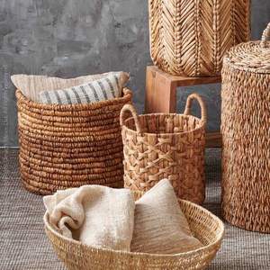 Panier en jacinthe d'eau écologique fait à la main Organisateur de stockage naturel Vente en gros Durable Durable du Vietnam - Product Image 1