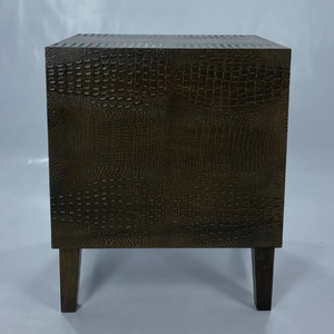 Modern Design Crocodile Skin Faux <b>Foldable</b> Extendable Convertible Bedside <b>Table</b> 3 Drawers Apartment Living Room Bedroom - Product Image 5