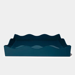 Wave Edge <b>Lacquer</b> Tray Decorative Serving Tray Sculptural Rim Design <b>Matte</b> Finish Artistic Display Tray For Modern Home Styling - Product Image 6
