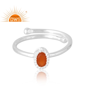 Anillo de piedras preciosas de cornalina Natural de Plata de Ley 925, joyería personalizada para mujer, regalo para ella - Product Image 3
