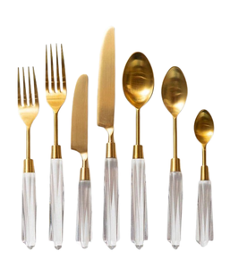 Đồng tay giả mạo thiết lập dao kéo kim loại Flatware mới nhất muỗng và nĩa kim loại Flatware Set cho hàng ngày được nhân đôi, thép dao kéo muỗng - Product Image 5