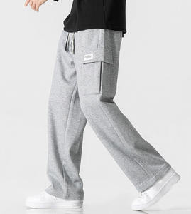 Pantalon de survêtement pour homme 100% coton, pantalon cargo ample, pantalon de survêtement large à jambes droites, grande poche, style décontracté, pantalon cargo léger - Product Image 3