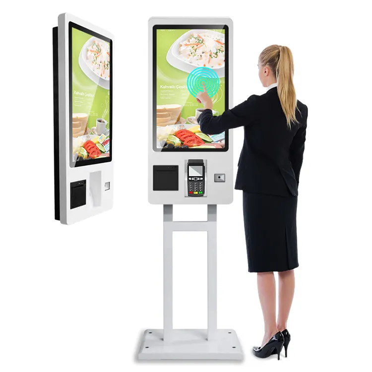 21.5 inch Pcap touch printer self service payment ordering kiosk for retail stores and restaurant