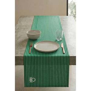 Be-28458-Gr 100% Cotton <b>Green</b> Striped 40*140 Cm <b>Runner</b> - <b>GREEN</b> - Product Image 1