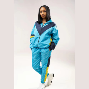 Stylish Windbreaker Set For Men With High Collar And Contrast Panels Windproof And Water Resistant Windbreaker Suit - Product Image 1