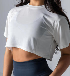 Hauts courts doux et beurrés respirants sur mesure pour femmes T-shirts d'été de haute qualité Design Logo Écologique CROPPED TEE Crop - Product Image 1