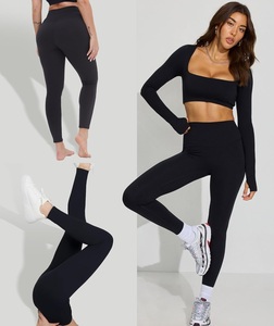 Leggings pour femmes à taille haute, respirants, en tricot, extensibles, pour yoga, entraînement, gym, fitness, vêtements de sport, séchage rapide - Product Image 4