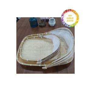 Panier de nettoyage en bambou fait à la main avec couvercle en filet, plateau durable pour un usage domestique et agricole au meilleur prix de gros - Product Image 4