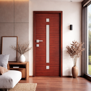 Porte de secours intérieure coupe-feu en bois d'ingénierie avec panneau en verre pour salle à manger et chambre à coucher, fabrication OEM ODM - Product Image 1