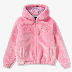 Unisex Custom Printed Faux Fur <b>Zip</b> Hoodie Winter Hooded Jacket Soft Breathable High Quality for Men Women - Product Image 1