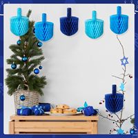 6 pièces de décoration de Dreidel de Hanoucca, 8 pouces, ornements suspendus de Hanoucca, décoration murale de Hanoucca, décoration de fête de Hanoucca