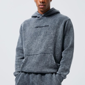 Pantalones de chándal holgados de algodón 100% lavados con ácido vintage y chándal con capucha para hombre, ropa de calle personalizada con patrón sólido para otoño - Product Image 1