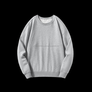 เสื้อสเวตเตอร์คอกลมผู้ชายผ้าฝ้าย100% ฤดูใบไม้ร่วงเสื้อ350gsm เทอร์รี่ทรงหลวมไซส์ใหญ่พิเศษเสื้อถักสีพื้นปรับแต่งได้สไตล์ลำลอง - Product Image 5