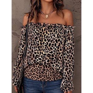 Blusa Suprem con Detalles de Estampado de Leopardo y Elástico en el Cuello, Modelo Madonna Yakali de Kadin, 38431 - Leopardo - Product Image 2