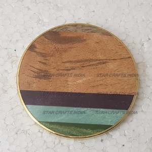 Personnalisé en gros Mini artisanat en bois et résine fabricant de palettes sous-verre ensemble naturel inachevé 4 "sous-verre rond en bois - Product Image 6