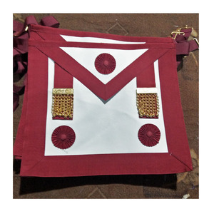 NEW Set Masonic Scottish Rite Rose 18th Degree <b>Apron</b> Gauntlets And Collar GOLD BULLION WIRE Masonic Past Master <b>White</b> And Red - Product Image 2