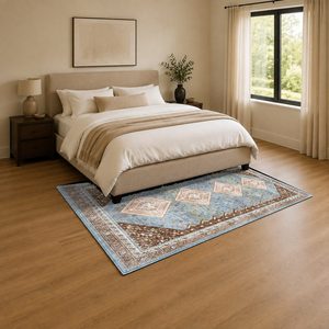 Alfombra de Área Chenille Antideslizante, Lavable a Máquina, con Estampado Digital Oriental Vintage en Gris Plateado, Modelo LXDP-0145 de RUGS DEPOT, Venta al Por Mayor - Product Image 3