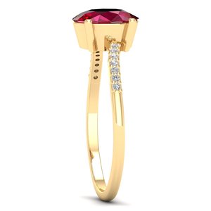 Anillo de Compromiso REYES de Diseño de Lujo, Plata de Ley 925, Corte Ovalado, Gema de Rubí de 1.25 Quilates con Moissanita, Joyería para Mujer - Product Image 3