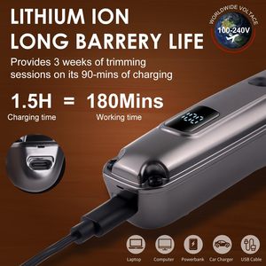 Tondeuse à barbe professionnelle 7 en 1 IPX7 en acier inoxydable, rasoir électrique USB à batterie avec réglages ajustables pour le rasage, la coupe et la tonification du nez - Product Image 5