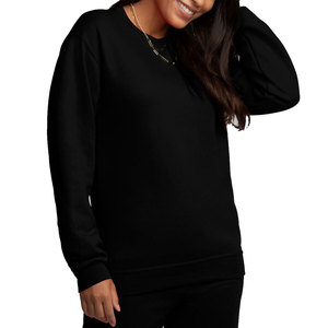 Sweat-shirt unisexe en coton doux noir thermique à col rond - Product Image 6
