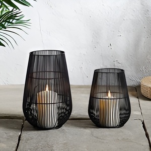 Precio bajo hecho a mano Alambre de Metal linterna vela tarro impresión elegante antiguo moderno diseñador único hogar boda decoración 2024 - Product Image 1