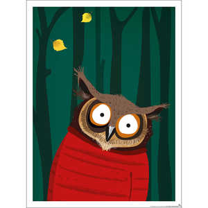 Póster de Diseño Moderno con Diseño de Búho y Bosque para Habitación Infantil - Product Image 1