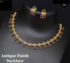 Conjunto de collar de gargantilla de latón con pendientes a juego, hermoso conjunto para Lehenga <span class=keywords><strong>Saree</strong></span> o vestido Anarkali a la venta - Product Image 4