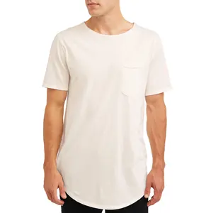 Wholesale short Sleeve Cotton Blank elongated T Shirt Men customized 100%cotton elongated t shirt